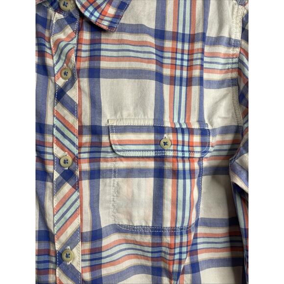 THE NORTH FACE Women's Orange/White/Blue Plaid Long Sleeve Button-Down Shirt XL - Picture 2 of 6